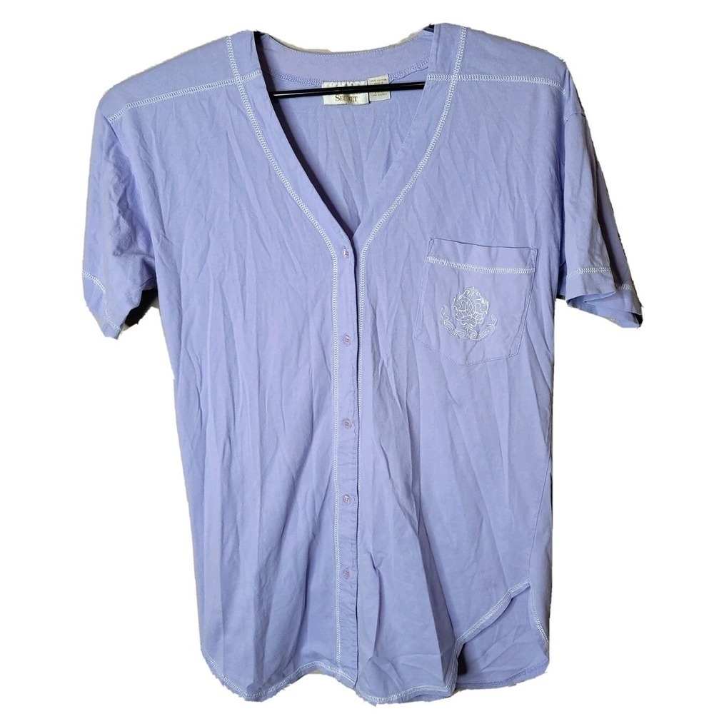 Victoria's Secret Vintage Women's Purple Sleepwear Shirt Size Small Gold Tag t2